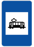H20b - Paragem de veículos de transporte coletivo de passageiros que transitem sobre carris